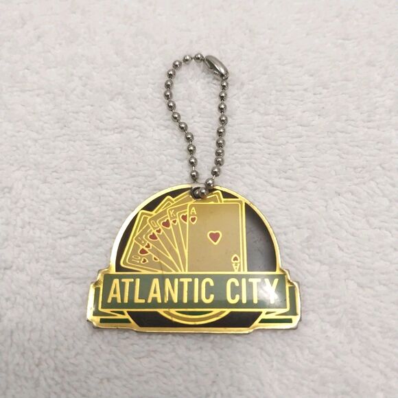Vintage Atlantic City Keychain Poker Hand Royal Flush 1 1/2" X 2" #L307 - Picture 1 of 4